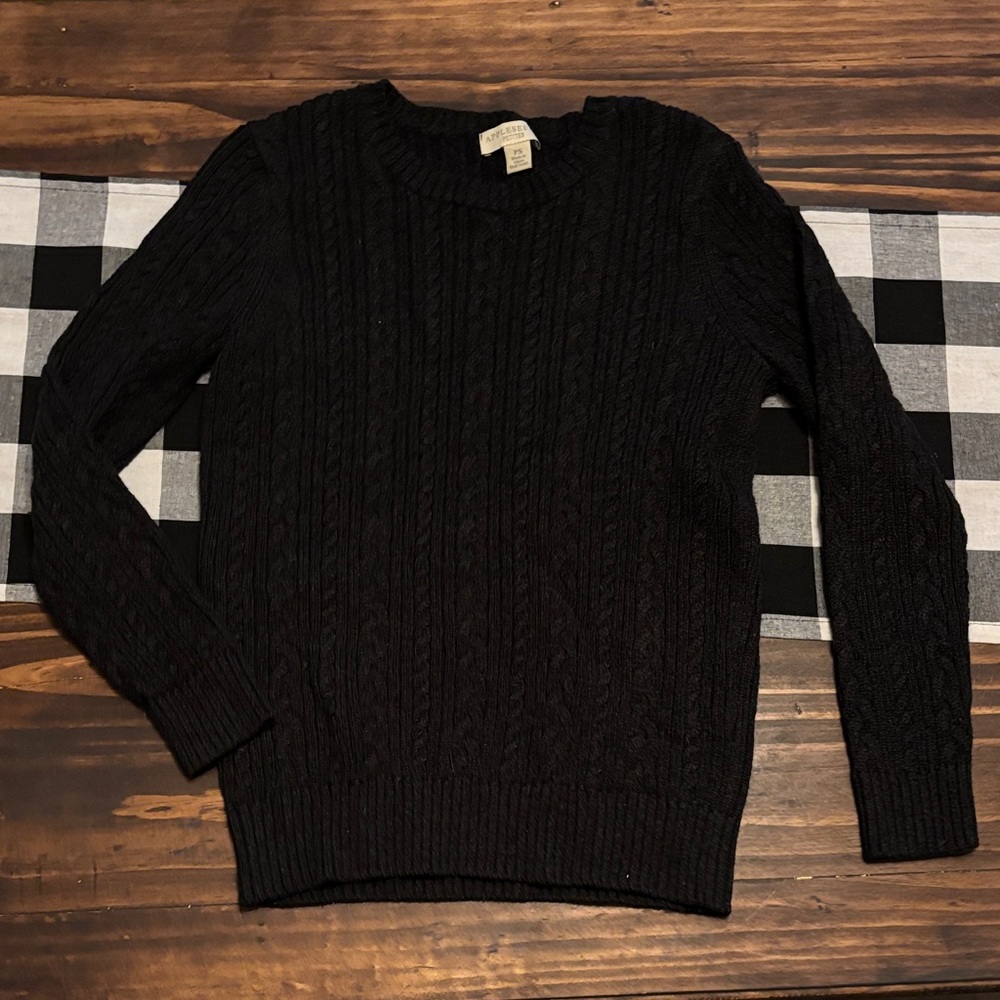 Appleseeds petite small Black Cable Knit Sweater